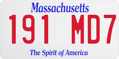 MA license plate 191MD7