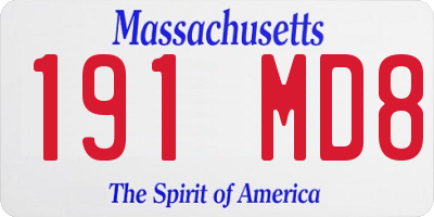 MA license plate 191MD8