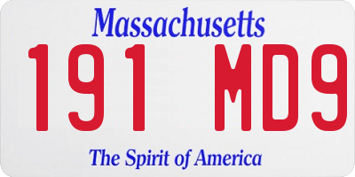 MA license plate 191MD9