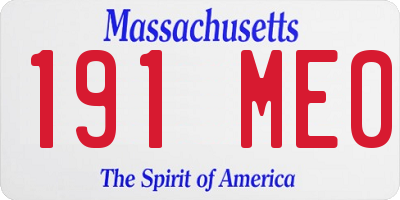 MA license plate 191ME0