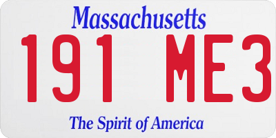 MA license plate 191ME3