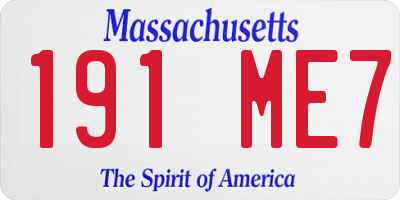 MA license plate 191ME7