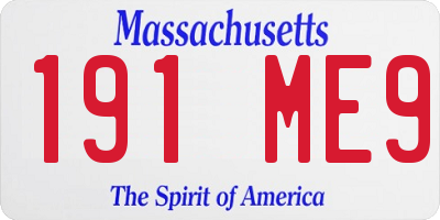 MA license plate 191ME9