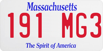 MA license plate 191MG3