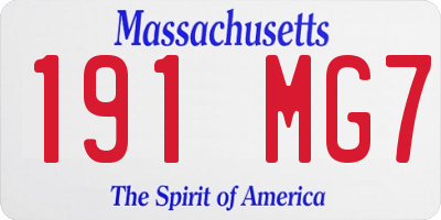 MA license plate 191MG7