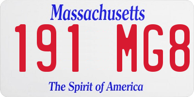 MA license plate 191MG8