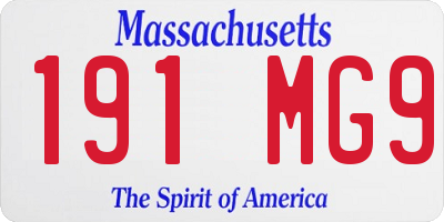 MA license plate 191MG9