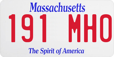 MA license plate 191MH0