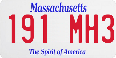 MA license plate 191MH3