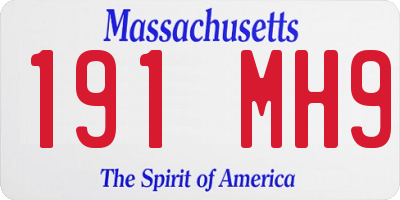 MA license plate 191MH9