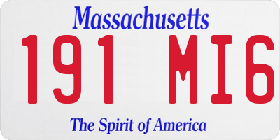 MA license plate 191MI6