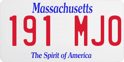 MA license plate 191MJ0