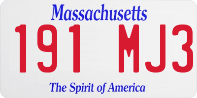 MA license plate 191MJ3