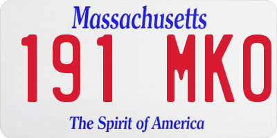 MA license plate 191MK0