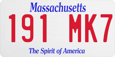 MA license plate 191MK7