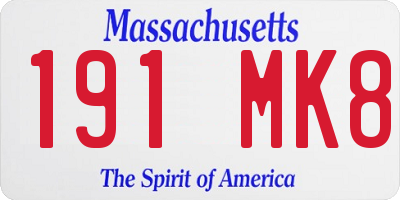 MA license plate 191MK8