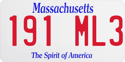 MA license plate 191ML3