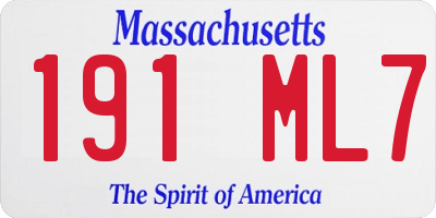 MA license plate 191ML7