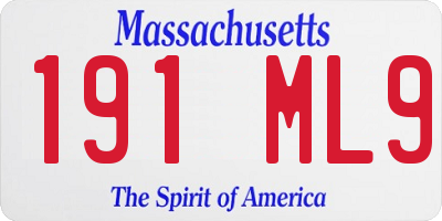 MA license plate 191ML9