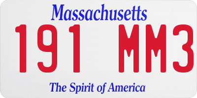 MA license plate 191MM3
