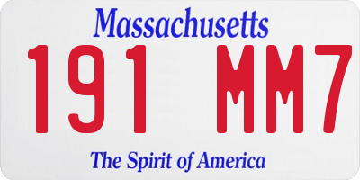 MA license plate 191MM7