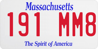 MA license plate 191MM8