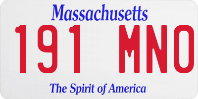 MA license plate 191MN0