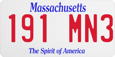 MA license plate 191MN3