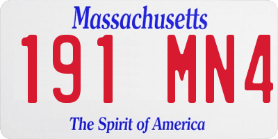 MA license plate 191MN4