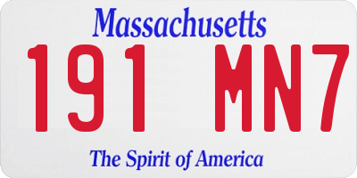 MA license plate 191MN7