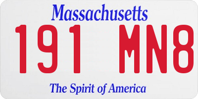 MA license plate 191MN8