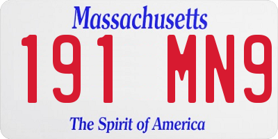 MA license plate 191MN9