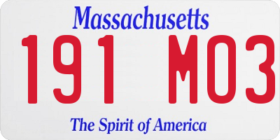 MA license plate 191MO3