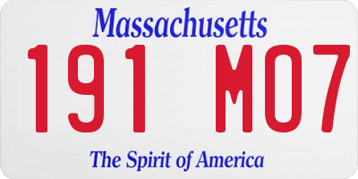 MA license plate 191MO7