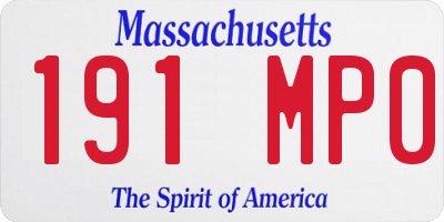 MA license plate 191MP0