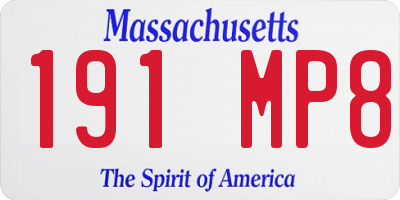 MA license plate 191MP8