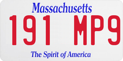 MA license plate 191MP9