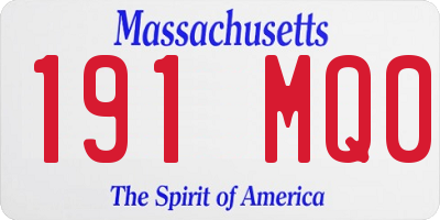 MA license plate 191MQ0