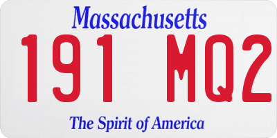 MA license plate 191MQ2