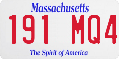 MA license plate 191MQ4