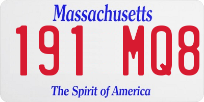 MA license plate 191MQ8