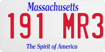 MA license plate 191MR3