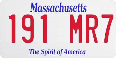 MA license plate 191MR7
