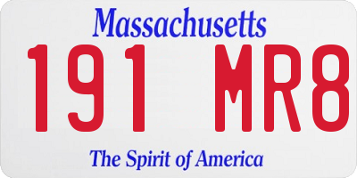 MA license plate 191MR8