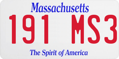MA license plate 191MS3
