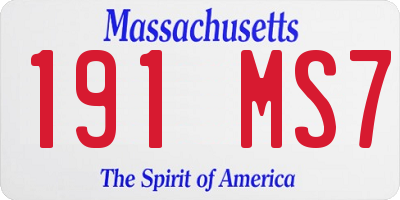 MA license plate 191MS7