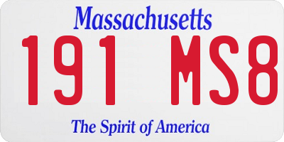 MA license plate 191MS8