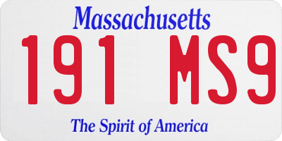 MA license plate 191MS9