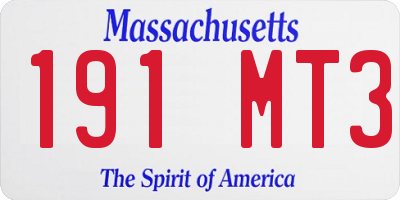 MA license plate 191MT3