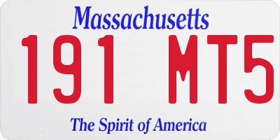 MA license plate 191MT5